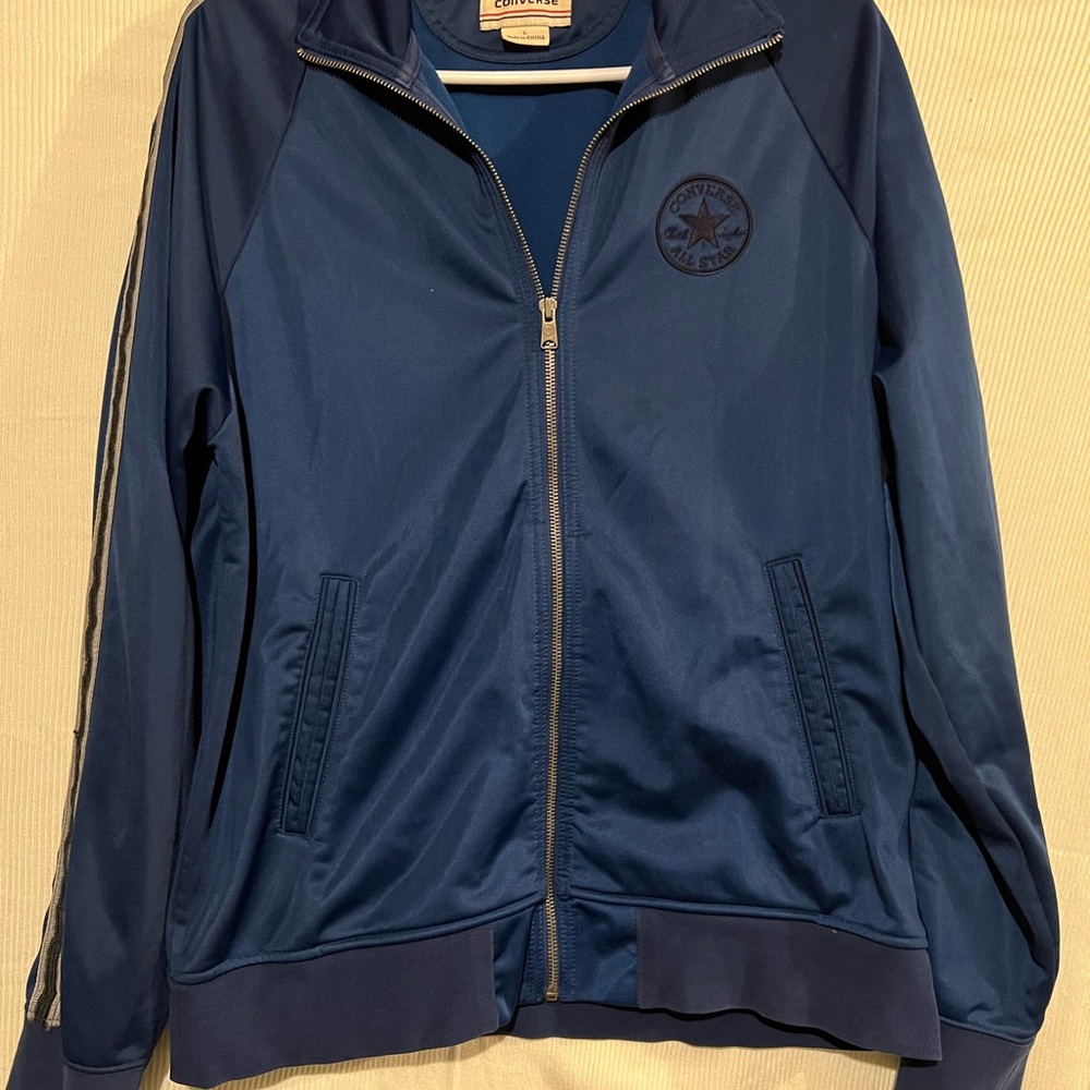 Vintage Converse Men's Classic Blue Track Jacket - Size L